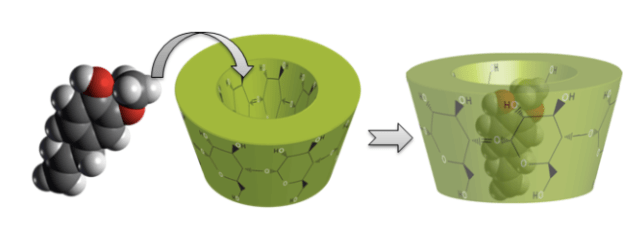 Proceso de encapsulación molecular.